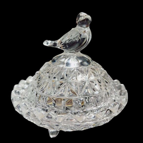Vintage Hofbauer Byrds Trinket Dish and Lid Bavarian Crystal Jewelry Box German - Picture 3 of 11